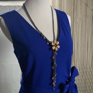 Simply Vera Vera Bradley Flower Pendant Pewter 24” Chain Necklace